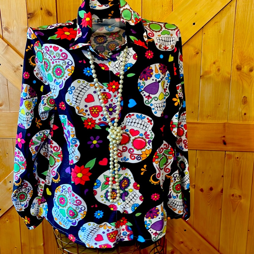 No Brand, large, Sugar skull, blouse